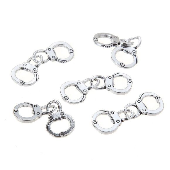 Jkjf 20 Pairs Metal Handcuff Charms Mini Simulation Handcuffs Policeman Police - Picture 8 of 8